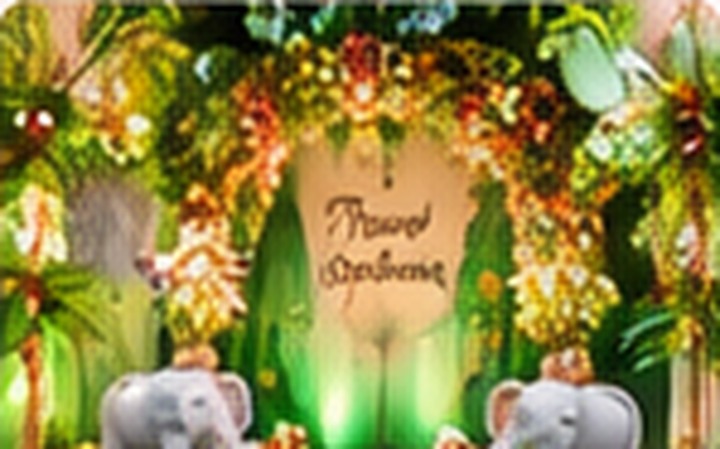 Demo image of a cartoon theme birthday setup