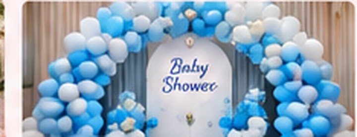 Demo image of blue and white baby shower balloons
